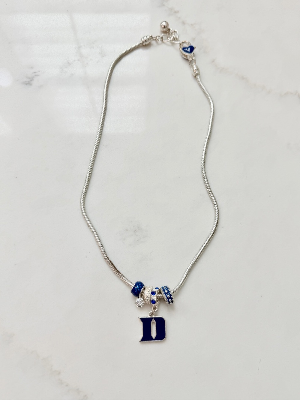 DUKE UNIVERSITY Blue Enamel 'D' Charm Bracelet with Silver Accents - Picture 2 of 4